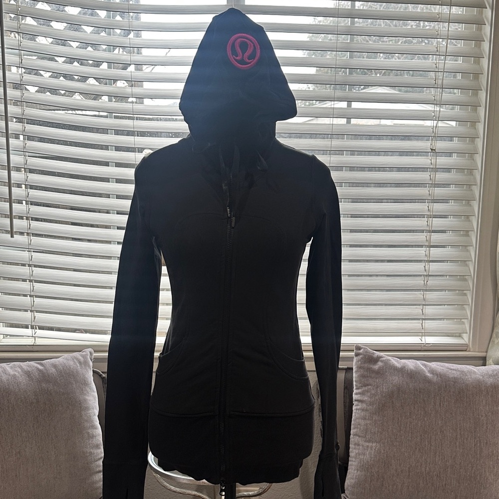 Lululemon Black Hoodie with Lululemon Pink Logo